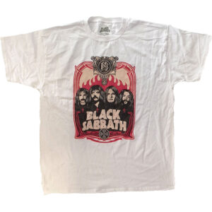 Black Sabbath Red Flames White T-Shirt